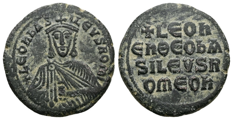 Leo VI the Wise, AD 886-912. AE, Follis. 10.21 g. 27.17 mm. Constantinople.