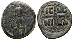 Anonymous Follis, Class C. Michael IV 1034-1041 AD. AE, Follis. 9.04 g. 28.71 mm. Constantinople.