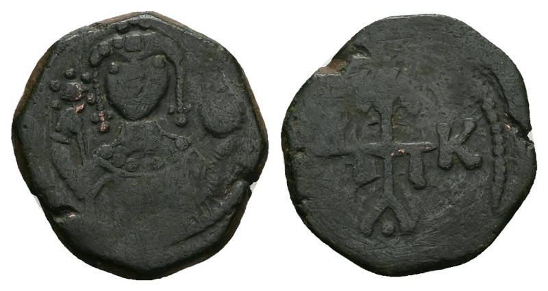 Manuel I Comnenus, AD 1143-1180. AE, Half Tetarteron. 2.34 g. 17.68 mm. Uncertai...