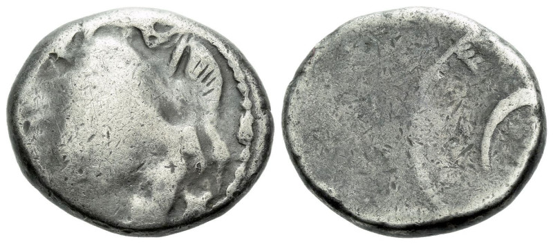Etruria, Populonia 20 Asses III century BC, AR 21.00 mm., 7.46 g.
Head of Menvr...