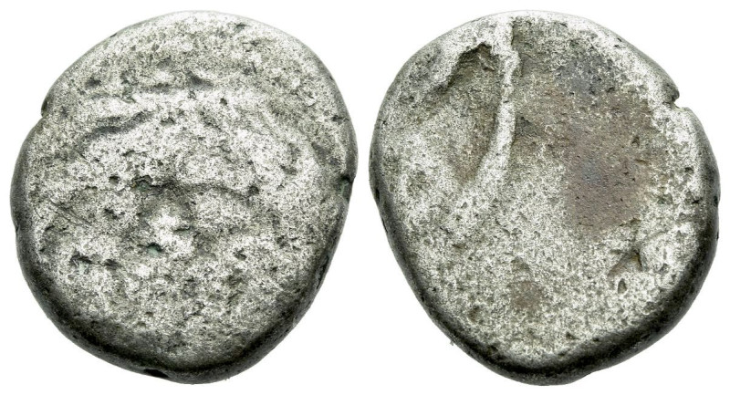 Etruria, Populonia 20 Asses III century BC, AR 18.00 mm., 5.91 g.
Facing head o...