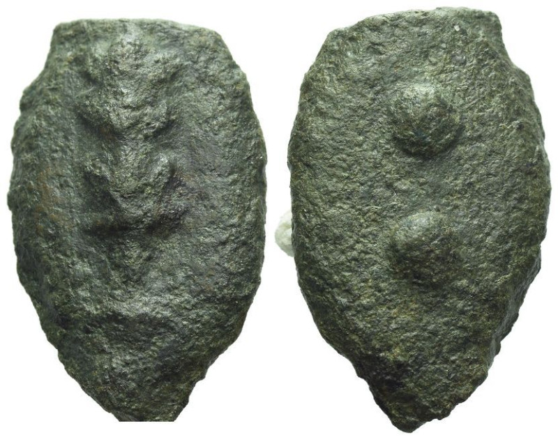 Umbria, Tuder cast sextans III century BC, Æ 31.00 mm., 20.17 g.
Club. Rev. Two...
