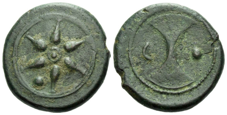 Etruria, Uncertain mint Uncia III century BC, Æ 23.00 mm., 9.63 g.
Wheel of six...