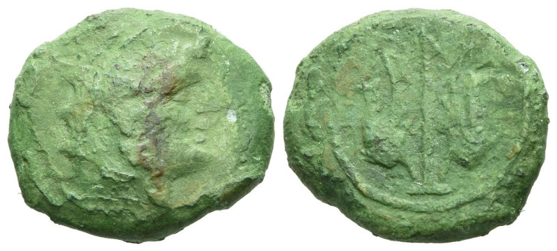 Etruria, Vetulonia Uncia III century BC, Æ 17.00 mm., 4.48 g.
Head of Nethuns r...