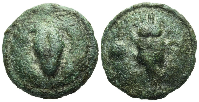 Apulia, Luceria Uncia circa 217-212, Æ 21.00 mm., 12.22 g.
Frog. Rev. Barley-ea...