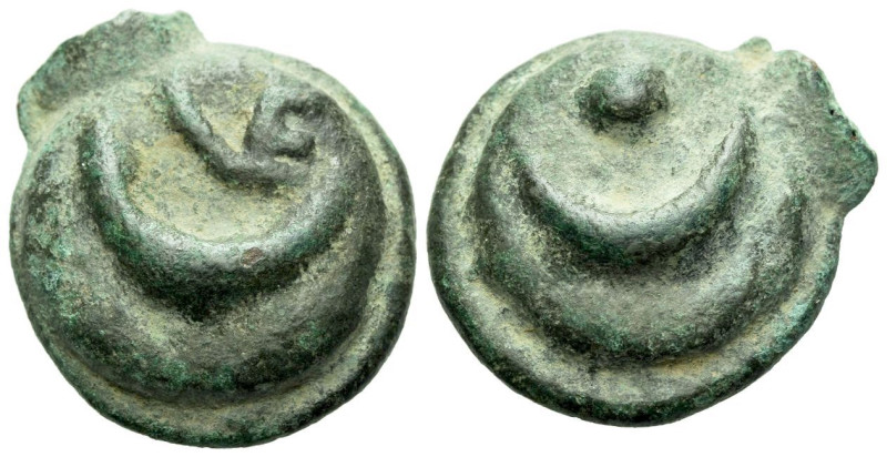 Apulia, Venusia Semuncia circa 260, Æ 25.00 mm., 16.05 g.
Crescent. Rev. VE lig...