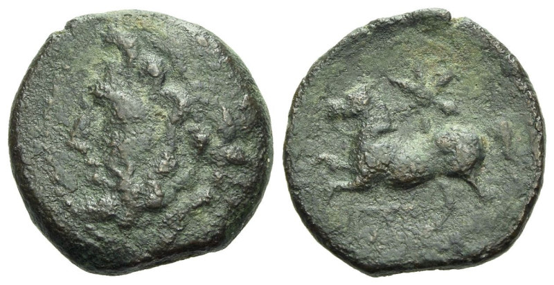 Apulia, Arpi Bronze circa 325-275, Æ 16.00 mm., 3.65 g.
Laureate head of Zeus l...