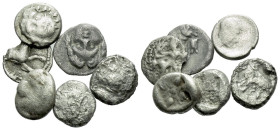 Pisidia, Selge Large lot of 6 silver Greek fractions V century BC