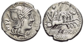 M. Aburius M. f. Gem. Denarius circa 132