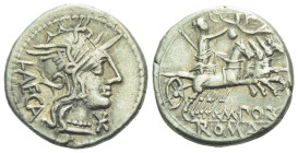 M. Porcius Laeca. Denarius circa 125