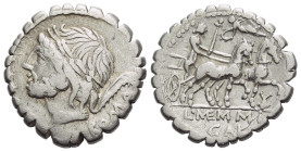 L. Memmius Galeria. Denarius serratus circa 106