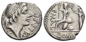 C. Publicius Malleolus, A. Postumius Sp. f. Albinus and L. Metellus Denarius circa 96 (?)