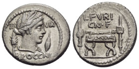 L. Furius Cn. f. Brocchus Denarius circa 63