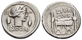 L. Furius Cn. f. Brocchus Denarius circa 63