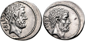 Q. Servilius Caepio (M. Junius) Brutus Denarius 54 BC - Ex Gorny & Mosch 240, 2016, 384 and CNG e-406, 2017, 669 sales. Graded XF strike 4/5, surface ...