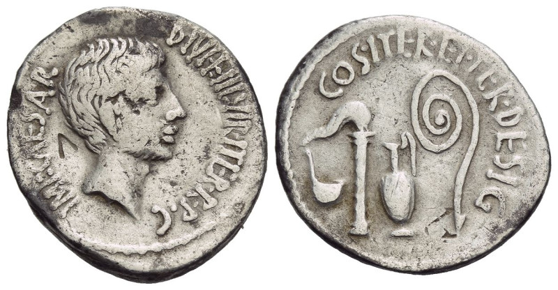 C. Caesar Octavianus. Denarius circa 37, AR 19.00 mm., 3.56 g.
IMP·CAESAR· DIVI...