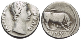 Octavian as Augustus, 27 BC – 14 AD Denarius Lugdunum circa 15-13