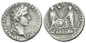 Octavian as Augustus, 27 BC – 14 AD Denarius Lugdunum 2 BC - 4 AD