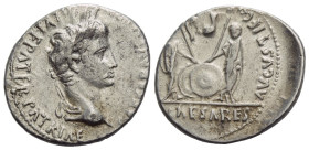 Octavian as Augustus, 27 BC – 14 AD Denarius Lugdunum 2 BC - 4 AD