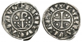 Corona de Aragón. Ermengol X. Dinero. (1267-1314). Condado de Urgell. (Cr-128). Ve. 0,81 g. Báculo entre tréboles y punto. MBC+. Est...45,00.