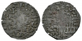 Reino de Castilla y León. Alfonso X (1252-1284). Dinero. (Bautista-368.3). Ve. 0,58 g. Creciente en primer cuadrante y rombo en cuarto cuadrante. MBC+...