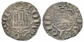 Reino de Castilla y León. Alfonso X (1252-1284). Novén. Coruña. (Bautista-395). (Abm-264). Ve. 0,57 g. Con venera bajo el castillo. MBC. Est...50,00....