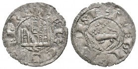 Reino de Castilla y León. Fernando IV (1295-1312). Pepión. Sevilla. (Abm-325). Ve. 0,68 g. Con S bajo el castillo. MBC. Est...25,00.