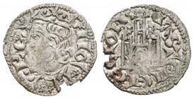 Reino de Castilla y León. Alfonso XI (1312-1350). Cornado. Murcia. (Abm-339.1). Ve. 0,72 g. Con dos roeles estrellados a los lados de la torre y M no ...