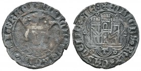 Reino de Castilla y León. Enrique IV (1454-1474). 1/2 cuarto. Toledo. (Bautista-1063). (Abm-771). Ve. 1,25 g. Con T bajo el castillo. BC+/MBC-. Est......