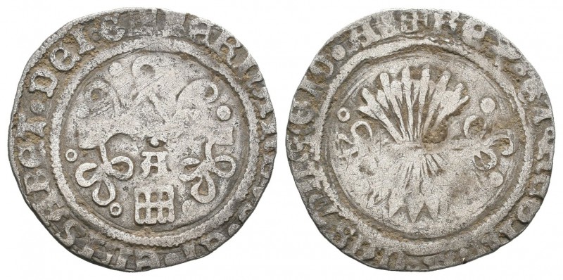 Fernando e Isabel (1474-1504). 1/2 real. Segovia. A. (Cal-457). Ag. 1,52 g. Con ...