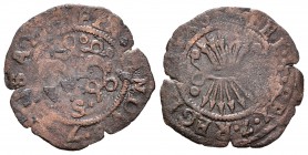 Fernando e Isabel (1474-1504). 1/2 real. Sevilla. Ag. 1,46 g. Falsa de época en cobre. Interesante. BC+. Est...30,00.