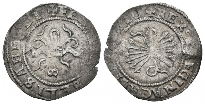 Fernando e Isabel (1474-1504). 1/2 real. Sevilla. (Cal-467 variante). Ag. 1,57 g...