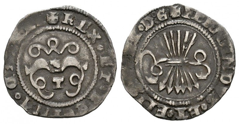 Fernando e Isabel (1474-1504). 1/2 real. Toledo. (Cal-no la cita). Ag. 1,65 g. C...