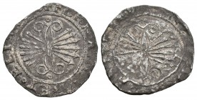 Fernando e Isabel (1474-1504). 1/2 real. Ag. 1,73 g. Falsa de época. Sin marca de ceca ni ensayador. Reverso incuso. Interesante. MBC. Est...60,00.