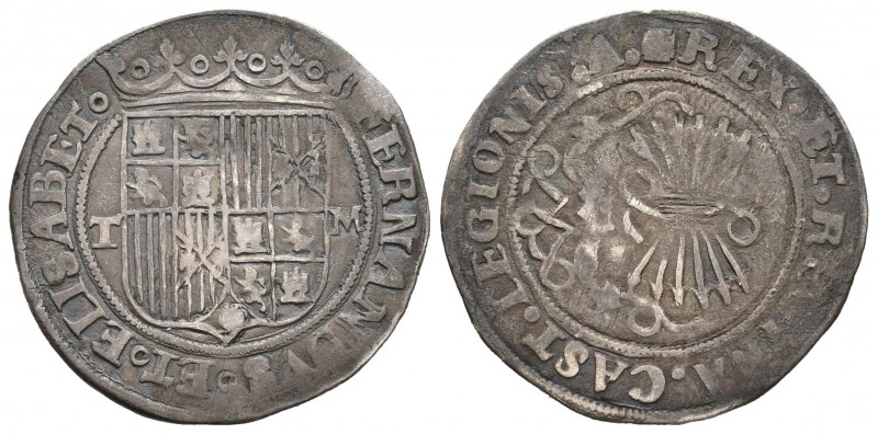 Fernando e Isabel (1474-1504). 1 real. Toledo. M. (Cal-406). Ag. 3,29 g. Escudo ...