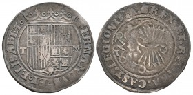 Fernando e Isabel (1474-1504). 1 real. Toledo. M. (Cal-406). Ag. 3,29 g. Escudo entre T-M. MBC. Est...80,00.