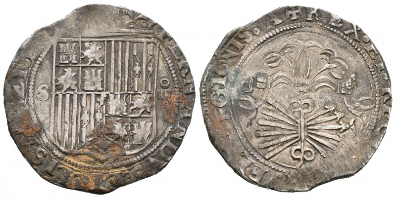 Fernando e Isabel (1474-1504). 4 reales. Sevilla. (Cal-211). Ag. 13,66 g. Oxidac...