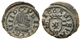 Felipe IV (1621-1665). 2 maravedís. 1663. Madrid. S. (Cal-1461). (Jarabo-Sanahuja-M468). Ae. 0,49 g. MBC+. Est...35,00.
