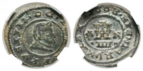 Felipe IV (1621-1665). 4 maravedís. 1663. Granada. N. (Cal-1374). (Jarabo-Sanahuja-M263). Ae. Variante por leyenda HISNIARUM. Encapsulada por NN Coins...