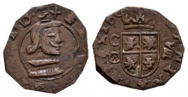 Felipe IV (1621-1665). 8 maravedis. 166(1). Cuenca. (Cal-tipo 298). (Jarabo-Sanahuja-tipo M38). Ae. 1,59 g. Acuñada a martillo. Falsa de época. MBC. E...