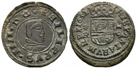 Felipe IV (1621-1665). 16 maravedís. 1662. Coruña. (Cal-1300). (Jarabo-Sanahuja-M120). Ae. 4,21 g. El 6 del valor tumbado. MBC+. Est...50,00.