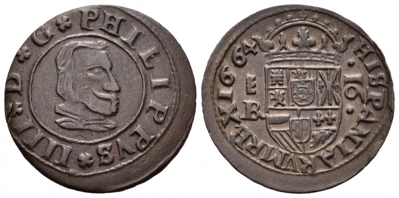 Felipe IV (1621-1665). 16 maravedís. 1664. Segovia. BR. (Cal-1514). (Jarabo-Sana...