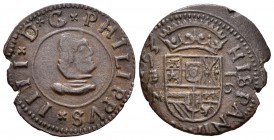 Felipe IV (1621-1665). 16 maravedís. (16)63. Valladolid. M. (Cal-1672). Ae. 3,91 g. Acuñación desplazada en reverso. Escasa. MBC. Est...50,00.