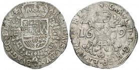 Carlos II (1665-1700). Patagón. 1679. Brujas. (Vti-441). (Vanhoudt-698). (Dav-4494). Ag. 27,83 g. MBC+. Est...160,00.