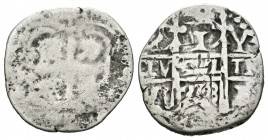 Felipe V (1700-1746). 1 real. Potosí. V. (Cal-tipo 266). Ag. 2,36 g. BC/BC-. Est...12,00.