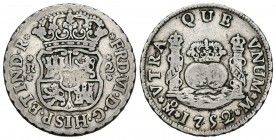 Fernando VI (1808-1833). 2 reales. 1752. México. M. (Cal-492). Ag. 6,65 g. MBC-. Est...45,00.