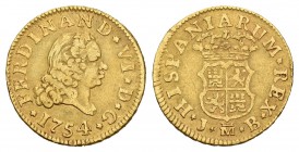 Fernando VI (1746-1759). 1/2 escudo. 1754. Madrid. JB. (Cal-251). Au. 1,74 g. MBC-. Est...120,00.