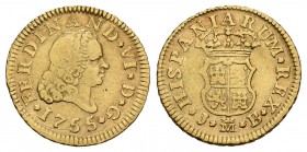 Fernando VI (1746-1759). 1/2 escudo. 1755. Madrid. JB. (Cal-252). Au. 1,76 g. BC+. Est...90,00.