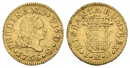 Fernando VI (1746-1759). 1/2 escudo. 1756. Madrid. JB. (Cal-253). Au. 1,76 g. Rayitas. MBC. Est...120,00.