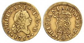 Fernando VI (1746-1759). 1/2 escudo. 1757. Madrid. JB. (Cal-255). Au. 1,74 g. MBC+. Est...110,00.